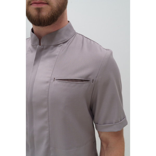 Рубашка мужская на молнии TZ700, серо-бежевый, 50 - фото 2