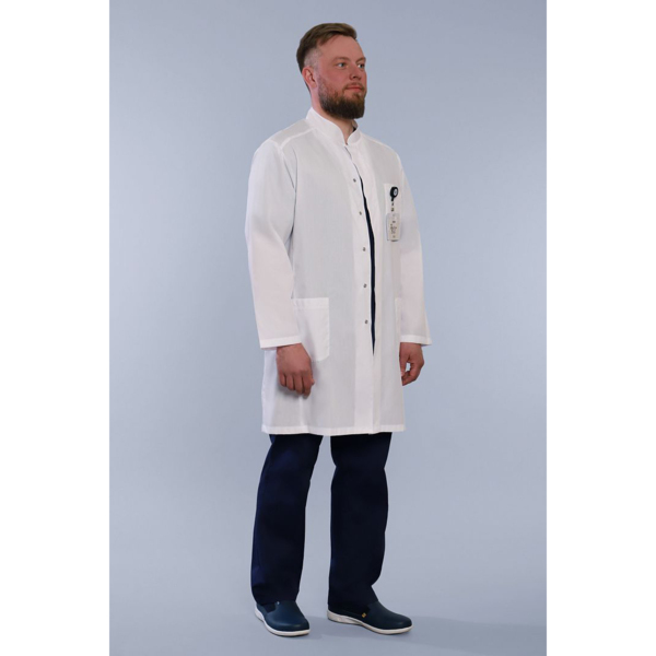 Халат медицинский мужской на кнопках, белый, 60 - фото 2