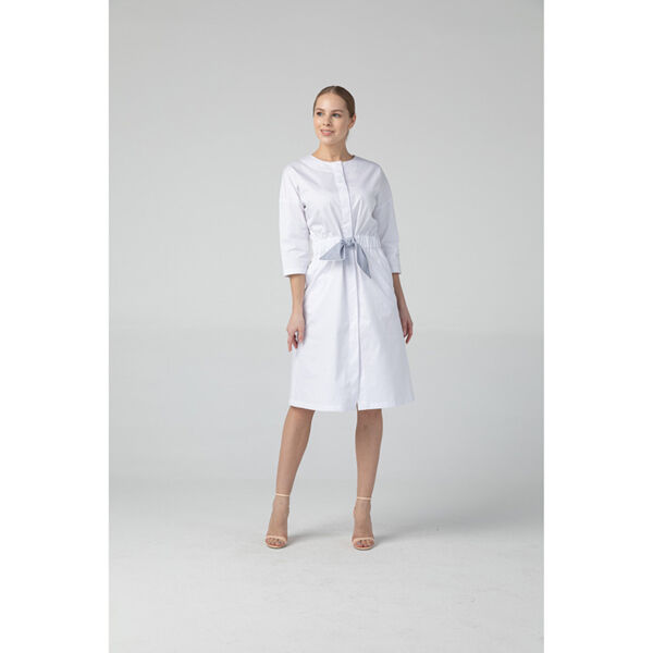 Платье Dr. Nice с серым поясом, белый, 48 - фото 0