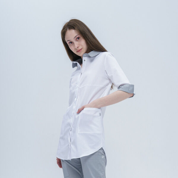 Рубашка женская на кнопках TZ450, белый, 56 - фото 2