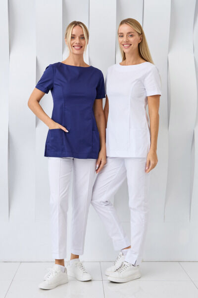 Туника женская Dr. Nice с молнией сзади, короткий рукав, белый, 52 - фото 3