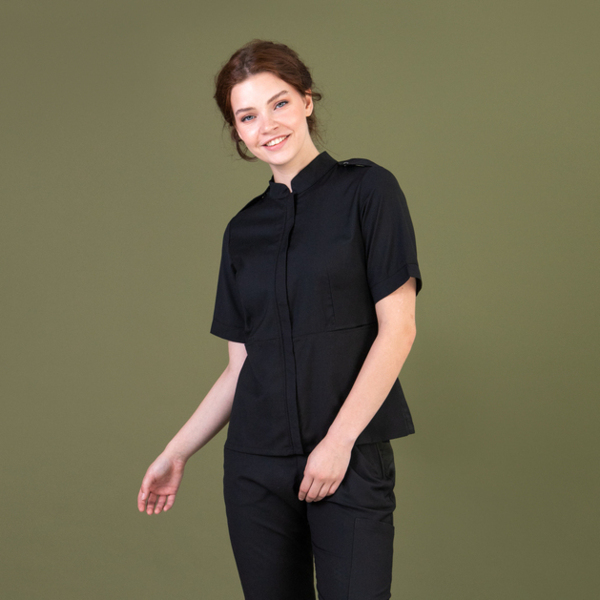 Рубашка женская на молнии TZ400, черный, 48 - фото 0