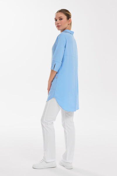 Рубашка женская на кнопках Тезис TZ450, голубой, 48 - фото 3