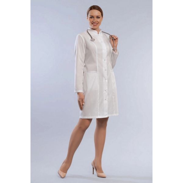 Халат женский 206ТС, длинный рукав, белый, 40 - фото 1