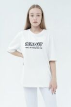 Футболка женская Тезис, принт "Dentist", белый, 50-52