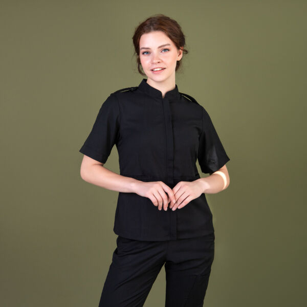 Рубашка женская на молнии TZ400, черный, 46 - фото 1