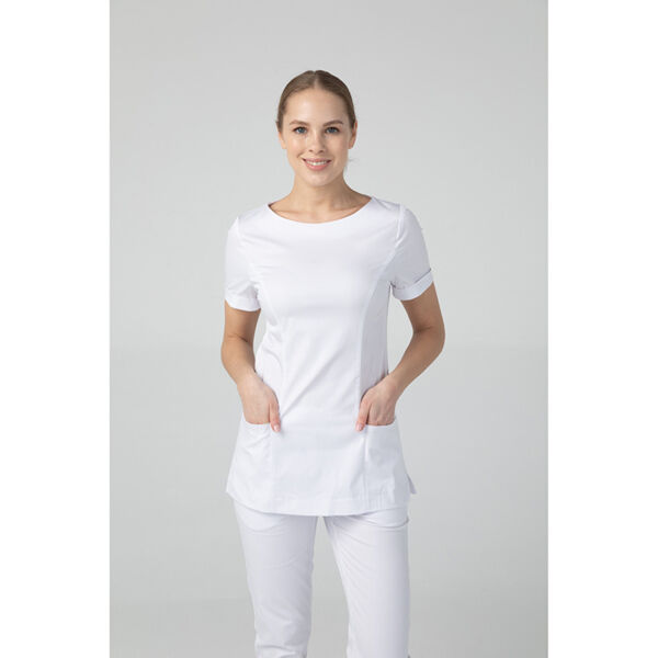 Туника женская Dr. Nice с молнией сзади, короткий рукав, белый, 44 - фото 2