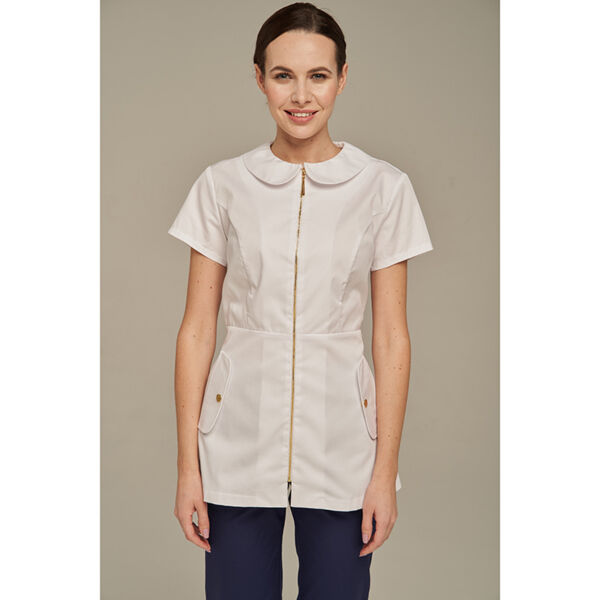 Туника женская Dr. Nice на молнии, с воротником, белый, 50 - фото 1