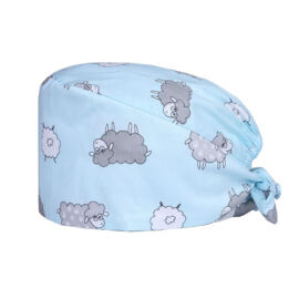 Шапочка медицинская, принт "Барашки", голубой