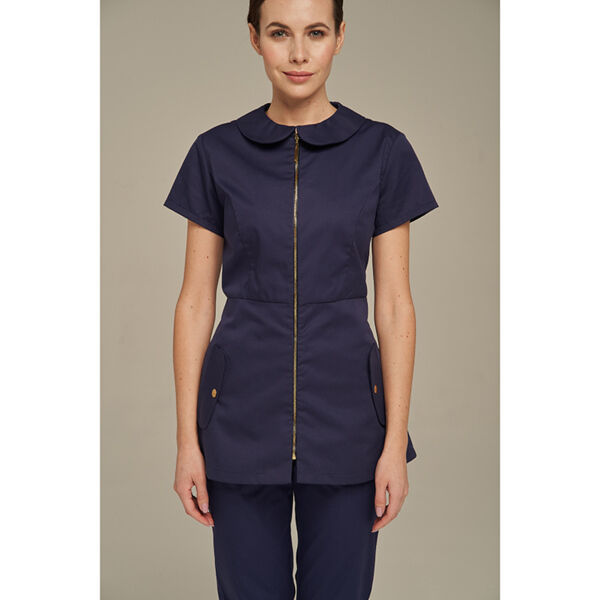 Туника женская Dr. Nice на молнии, с воротником, синий, 42 - фото 3