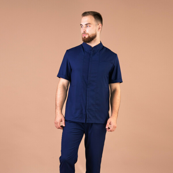 Рубашка мужская на молнии Тезис TZ700, темно-синий, 58 - фото 1