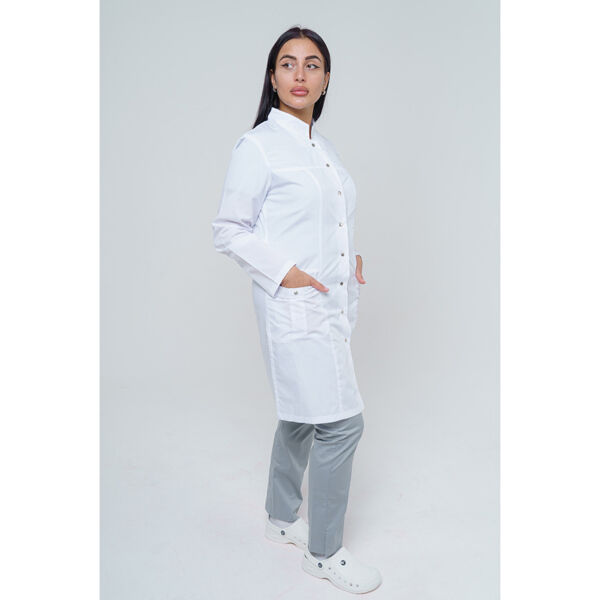 Халат женский на кнопках 248 Ultra, длинный рукав, белый, 48 - фото 4