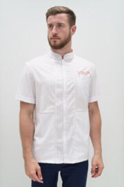 Рубашка мужская на молнии Тезис TZ700, принт "LAZER", белый, 58