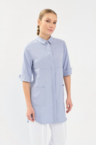 Рубашка женская на кнопках Тезис TZ450, серый, 54 - фото 2