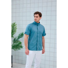 Рубашка мужская Dr. Nice, со стойкой, с коротким рукавом, деним, 54