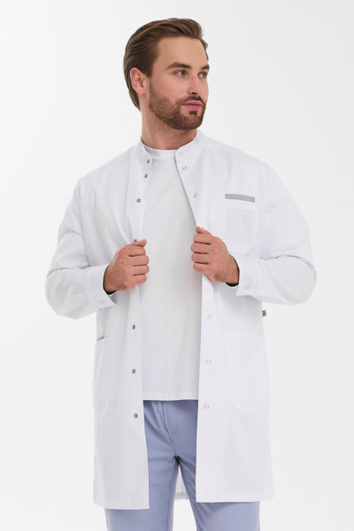 Халат мужской на кнопках Тезис TZ810, белый, 62 - фото 0