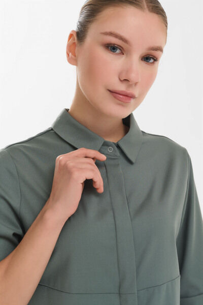 Рубашка женская на кнопках Тезис TZ450, оливковый, 46 - фото 1
