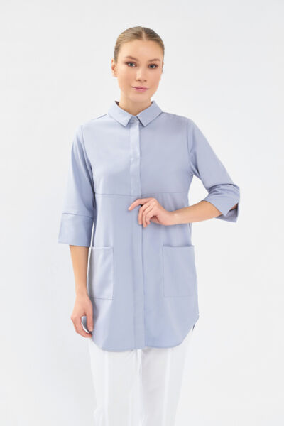 Рубашка женская на кнопках Тезис TZ450, серый, 48 - фото 0
