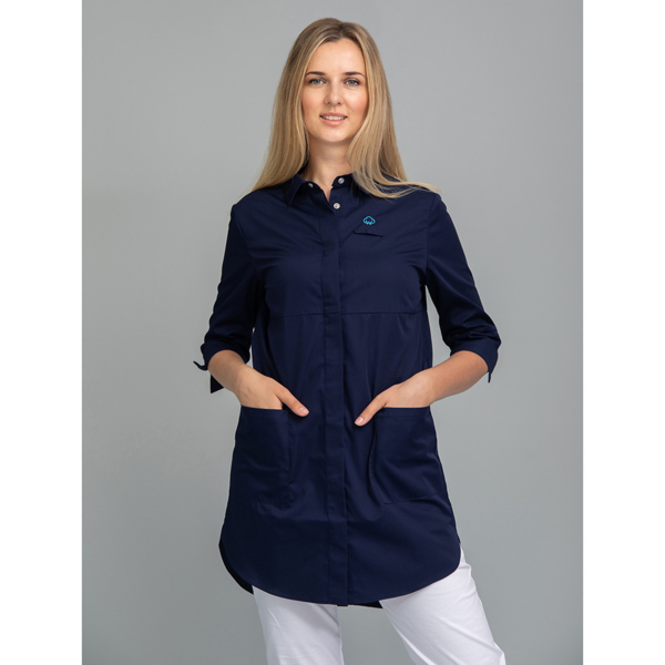 Рубашка женская на кнопках, синий, 50 - фото 1