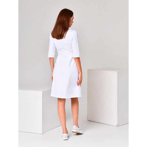 Халат женский с двойной юбкой, белый, 50 - фото 4