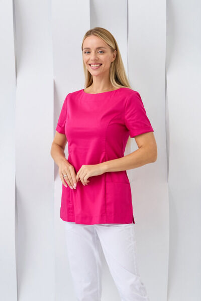 Туника женская Dr. Nice с молнией сзади, короткий рукав, малиновый, 50 - фото 2