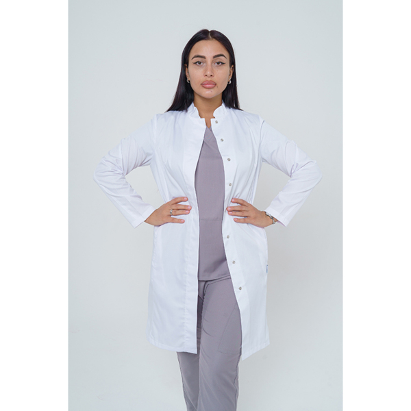 Халат женский 250, длинный рукав, белый, 48 - фото 1