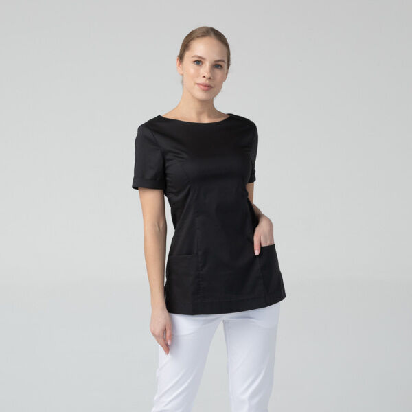 Туника женская Dr. Nice с молнией сзади, короткий рукав, черный, 52 - фото 2