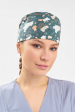 Шапочка медицинская Тезис TZ002, принт "Дикие звери", зеленый