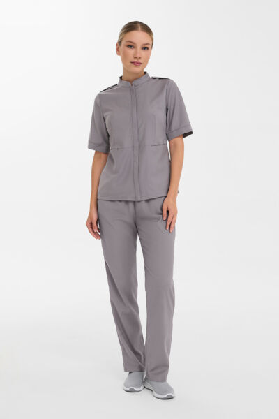 Рубашка женская на молнии Тезис TZ400, серо-бежевый, 54 - фото 2