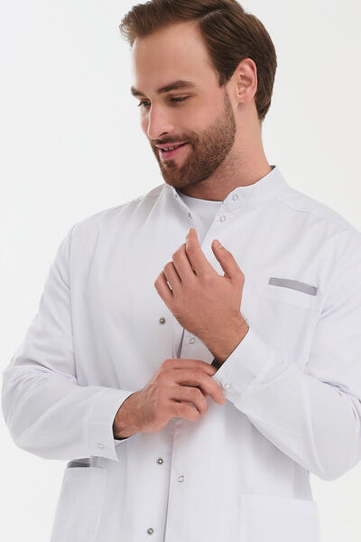 Халат мужской на кнопках Тезис TZ810, белый, 52 - фото 1