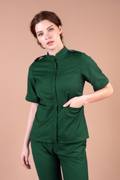 Рубашка женская на молнии TZ400, зеленый, 54 - фото 0