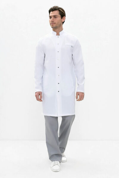 Халат мужской 584 Streich, длинный рукав, белый, 52 - фото 3