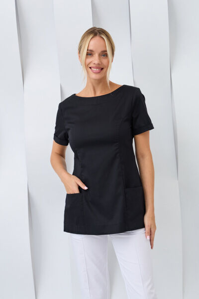 Туника женская Dr. Nice с молнией сзади, короткий рукав, черный, 56 - фото 1