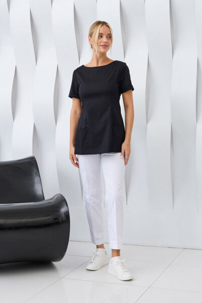 Туника женская Dr. Nice с молнией сзади, короткий рукав, черный, 40 - фото 3