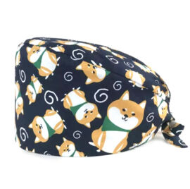 Шапочка медицинская, принт "Сиба-ину", синий