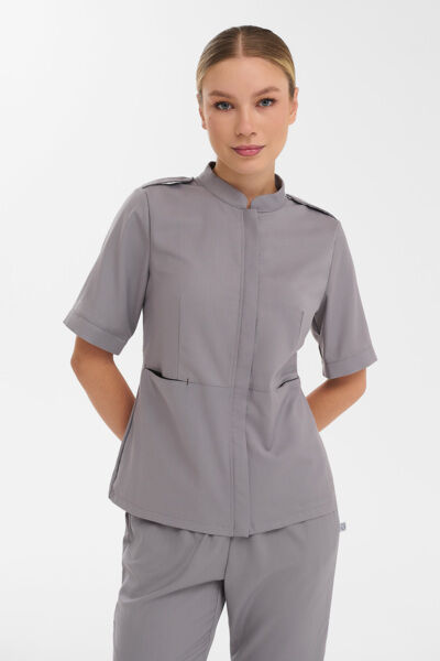 Рубашка женская на молнии Тезис TZ400, серо-бежевый, 56 - фото 0