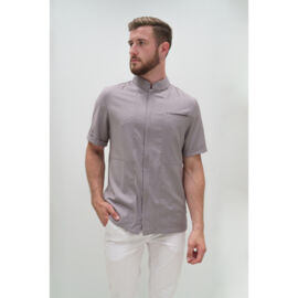 Рубашка мужская на молнии TZ700, серо-бежевый, 46