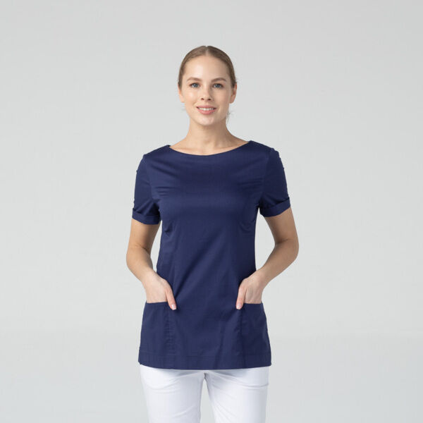 Туника женская Dr. Nice с молнией сзади, короткий рукав, синий, 44 - фото 0