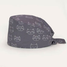 Шапочка медицинская, принт "Коты", серый