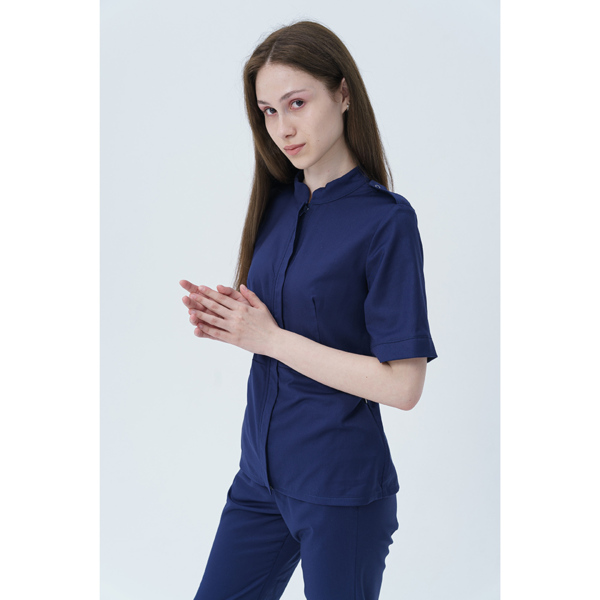 Рубашка женская на молнии TZ400, темно-синий, 44 - фото 2