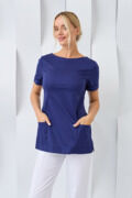 Туника женская Dr. Nice с молнией сзади, короткий рукав, синий, 46