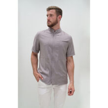 Рубашка мужская на молнии TZ700, серо-бежевый, 54