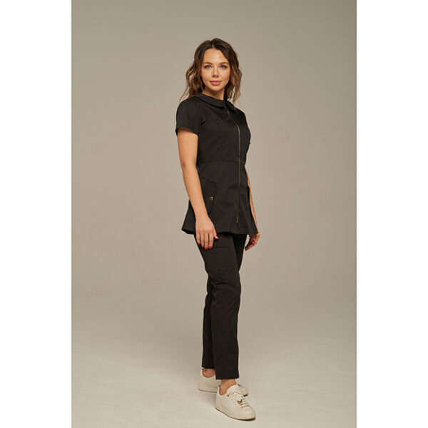 Туника женская Dr. Nice на молнии, с воротником, черный, 46 - фото 1