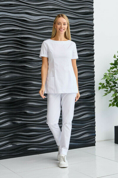 Туника женская Dr. Nice с молнией сзади, короткий рукав, белый, 52 - фото 2