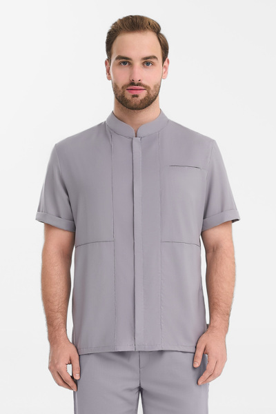 Рубашка мужская на молнии Тезис TZ700, серо-бежевый, 56