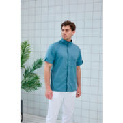 Рубашка мужская Dr. Nice, со стойкой, с коротким рукавом, деним, 48
