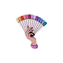 Значок "Маникюр веер", разноцветный