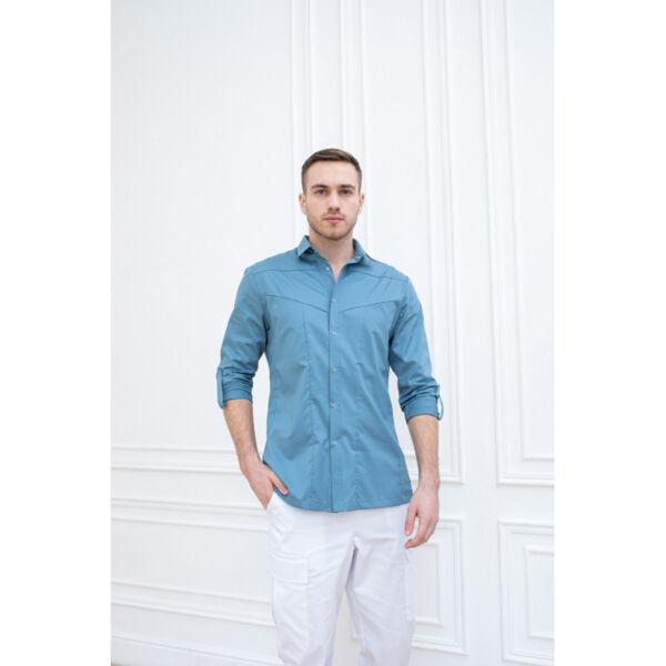 Рубашка мужская Dr. Nice, длинный рукав, деним, 54 - фото 0