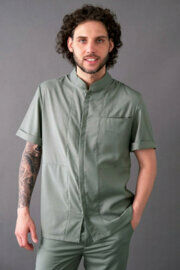 Рубашка мужская на молнии Тезис TZ700, оливковый, 56