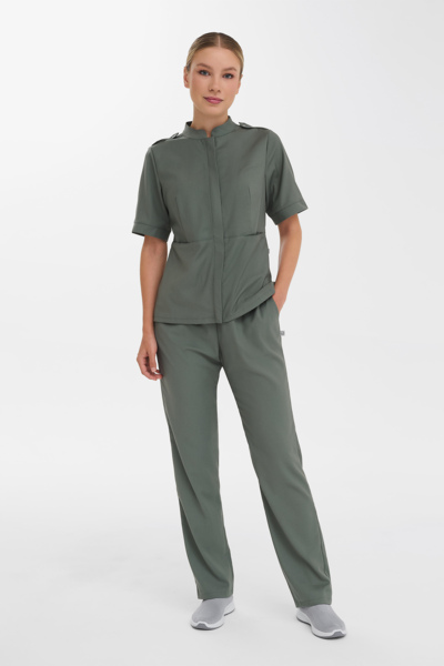 Рубашка женская на молнии Тезис TZ400, оливковый, 42 - фото 2